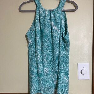 Violet & Claire Turquoise Patterned Sleeveless Blouse